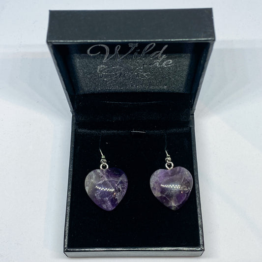 Amethyst Heart Earrings - Rivendell Shop