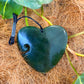Heart Greenstone Pendant with Koru Indentation - Rivendell Shop