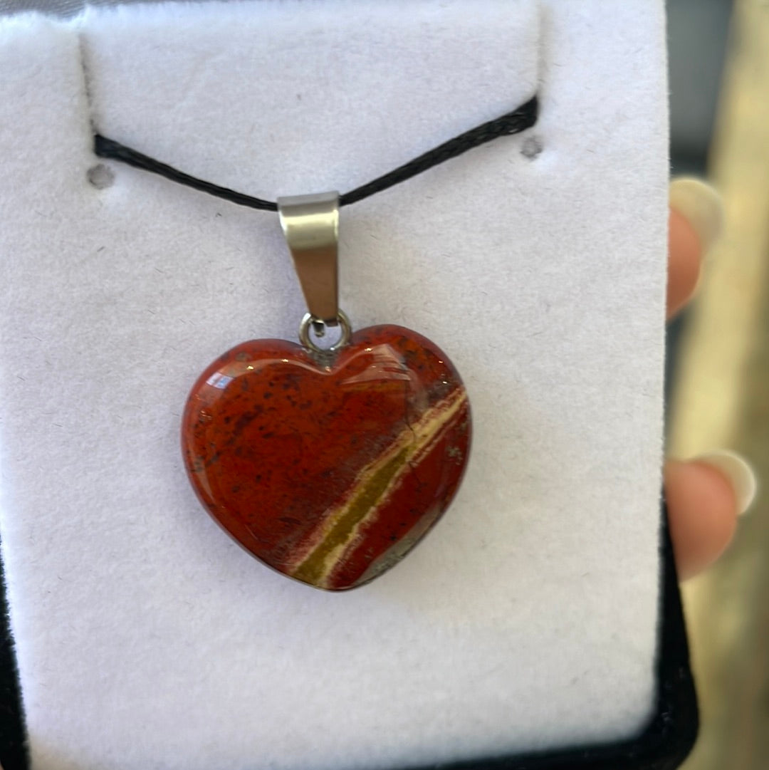 Red Jasper heart pendant - Rivendell Shop