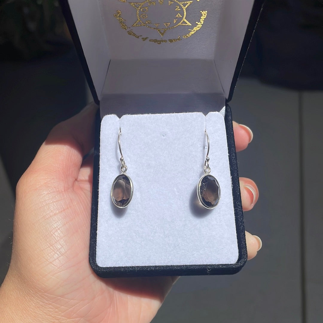 Smoky quartz sterling silver earrings - Rivendell Shop