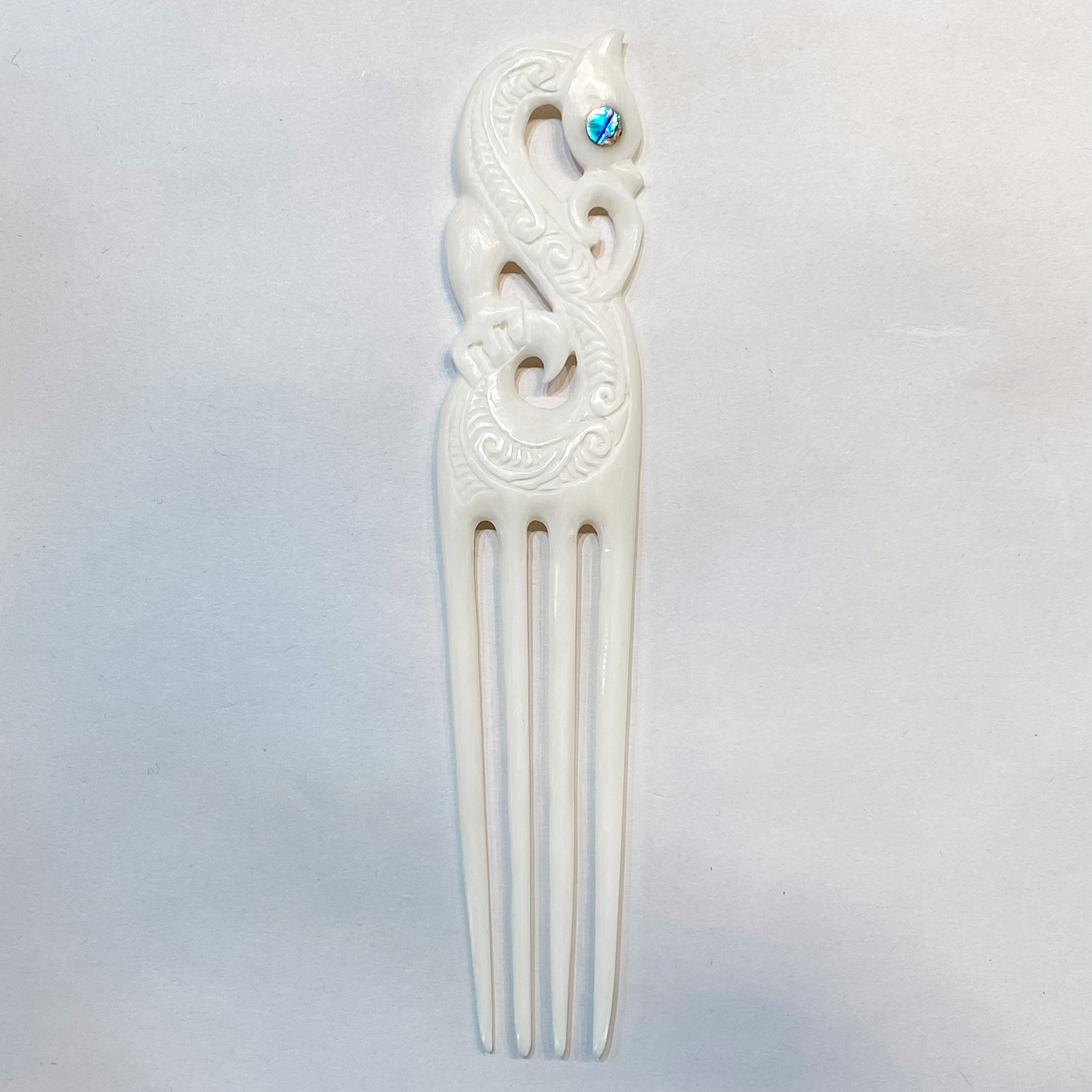 Handcarved Intricate Bone Carving - Manaia Comb - Rivendell Shop
