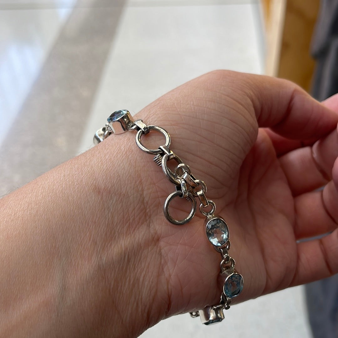 Blue topaz sterling silver bracelet - Rivendell Shop