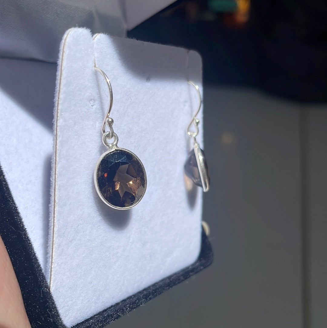 Smoky quartz sterling silver earrings - Rivendell Shop