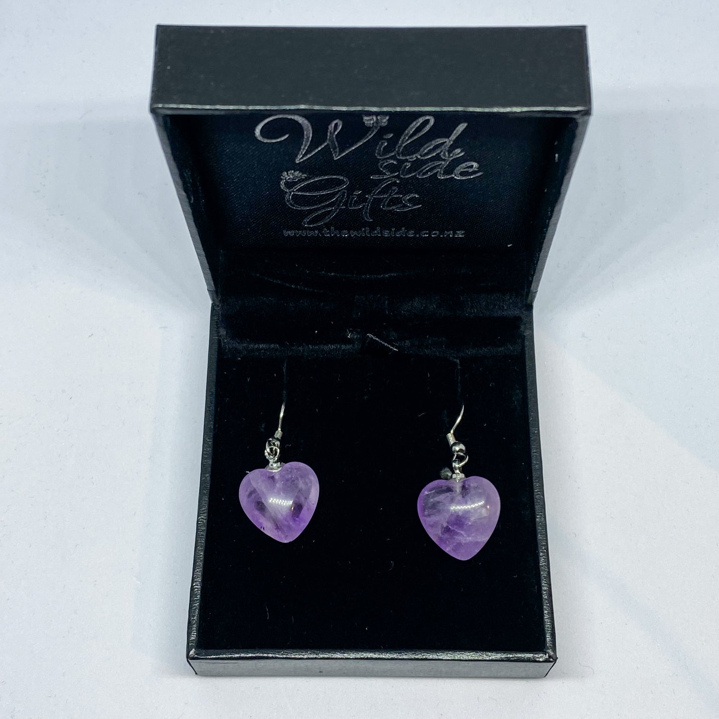 Amethyst Heart Earrings - Rivendell Shop