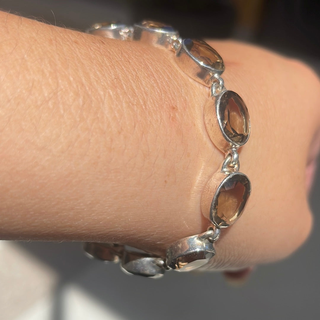 Smoky quartz sterling silver bracelet - Rivendell Shop