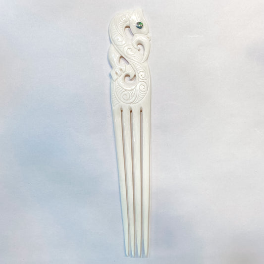 Handcarved Intricate Bone Carving - Manaia Comb - Rivendell Shop