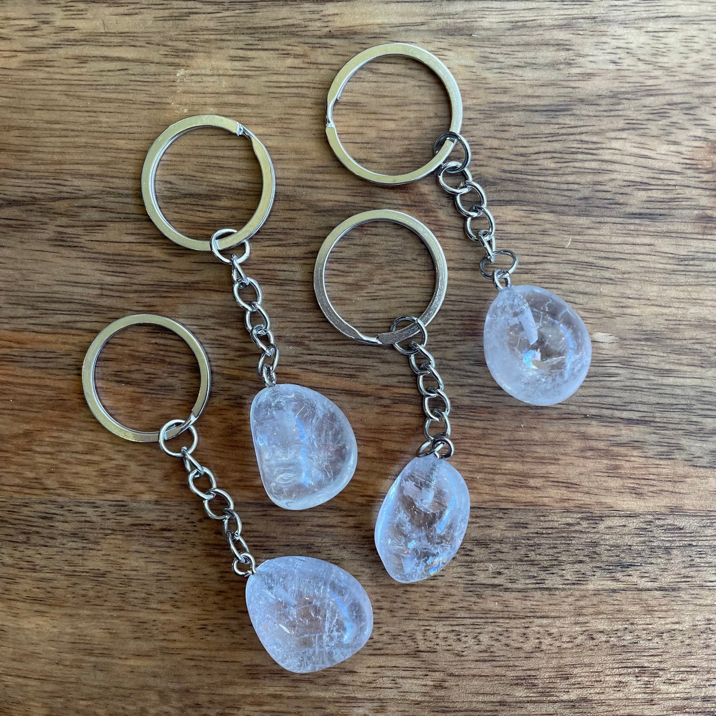 Polished clear quartz key ring - Assorted - Rivendell Shop
