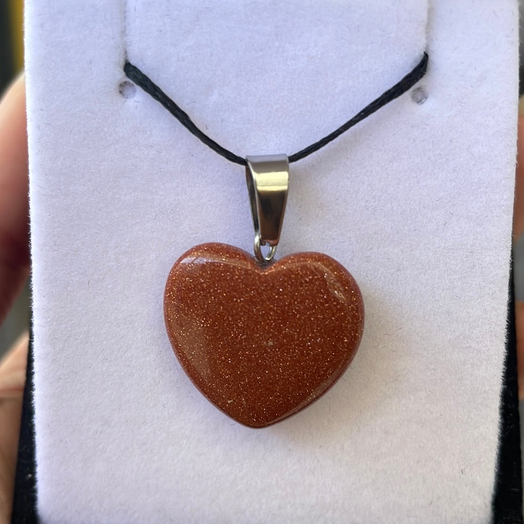 Goldstone heart pendant - Rivendell Shop