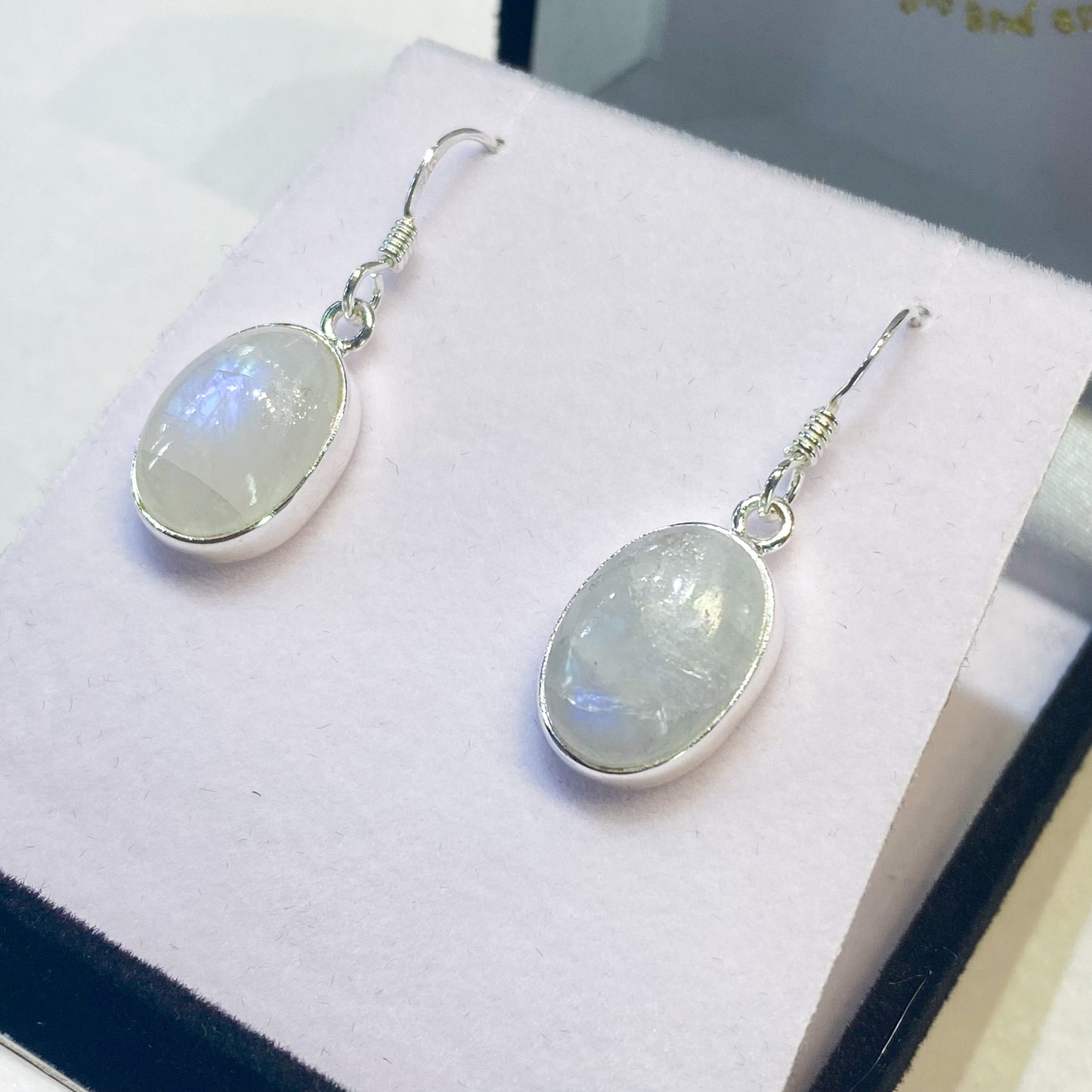 Moonstone 925 Sterling Silver Oval Drop Earrings - Rivendell Shop