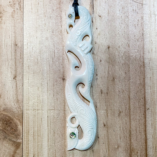 Handcarved Bone Pendant Large - 14.5cm - Rivendell Shop