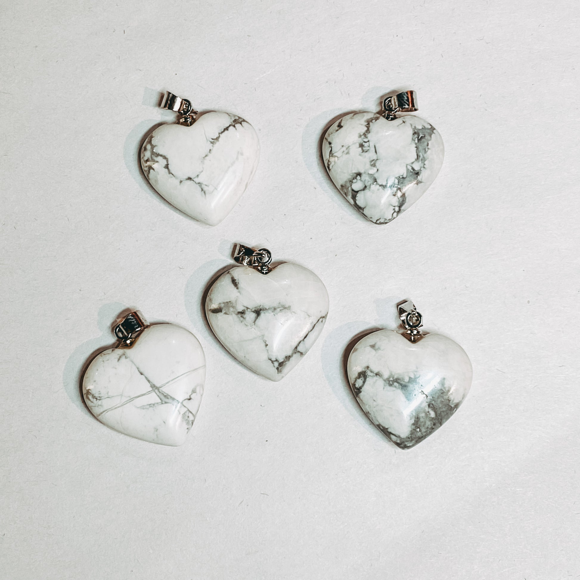 White Howlite Heart Pendant - Rivendell Shop
