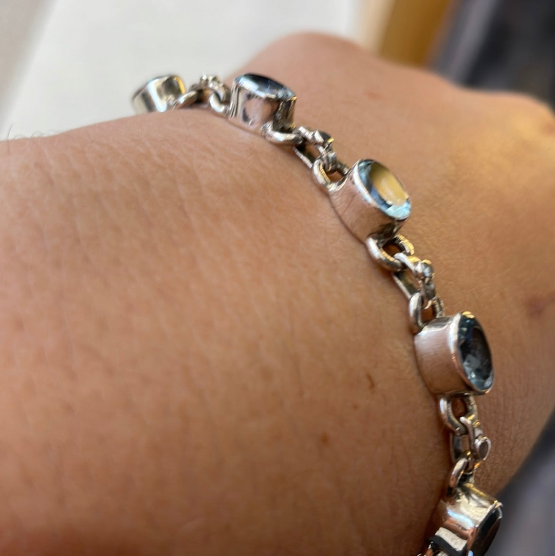Blue topaz sterling silver bracelet - Rivendell Shop