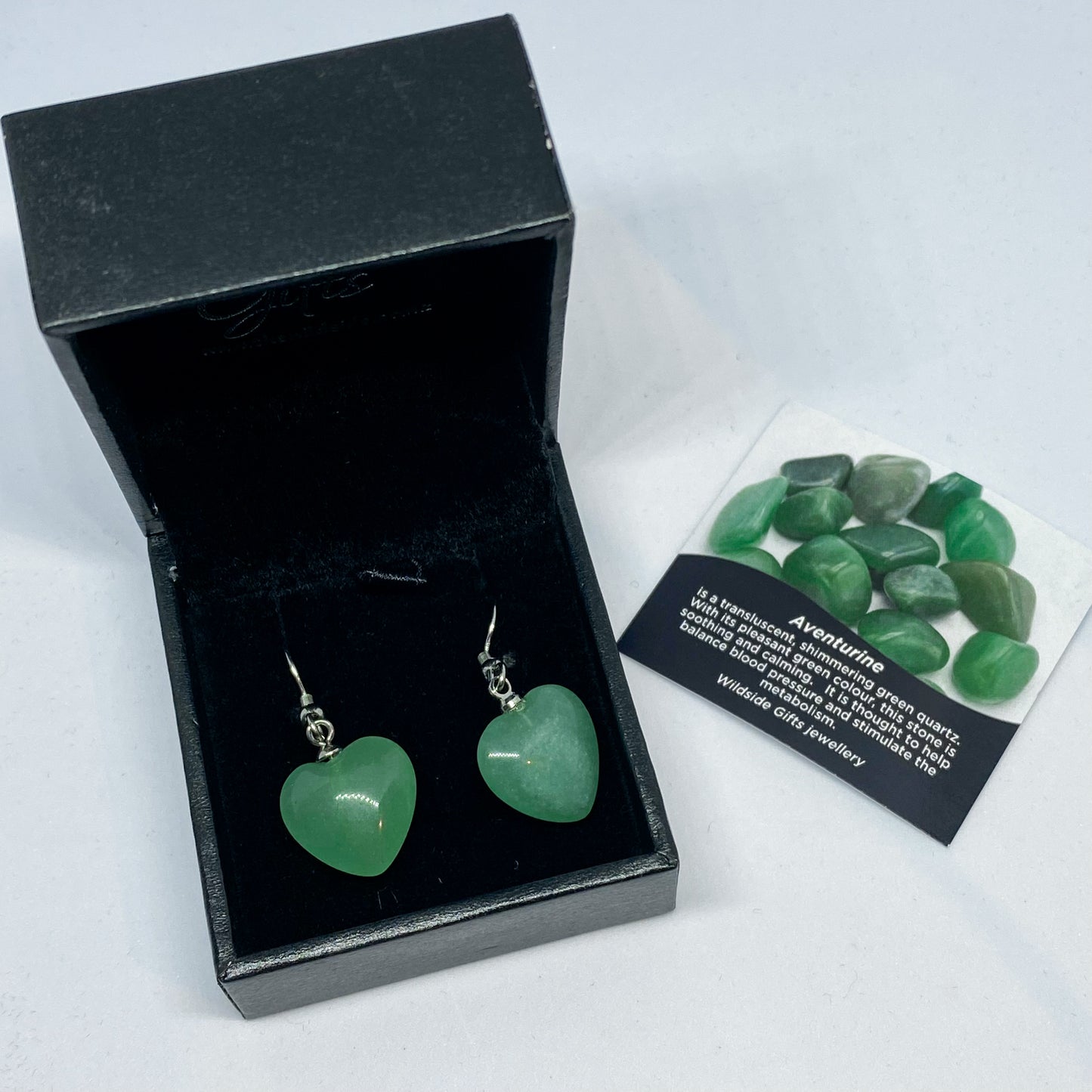 Green Aventurine Heart Earrings - Rivendell Shop