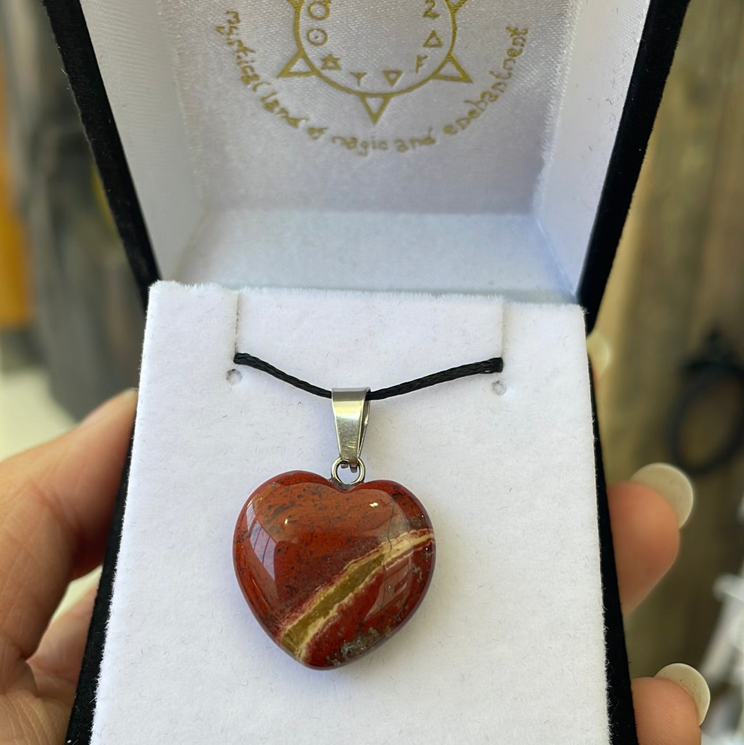 Red Jasper heart pendant - Rivendell Shop