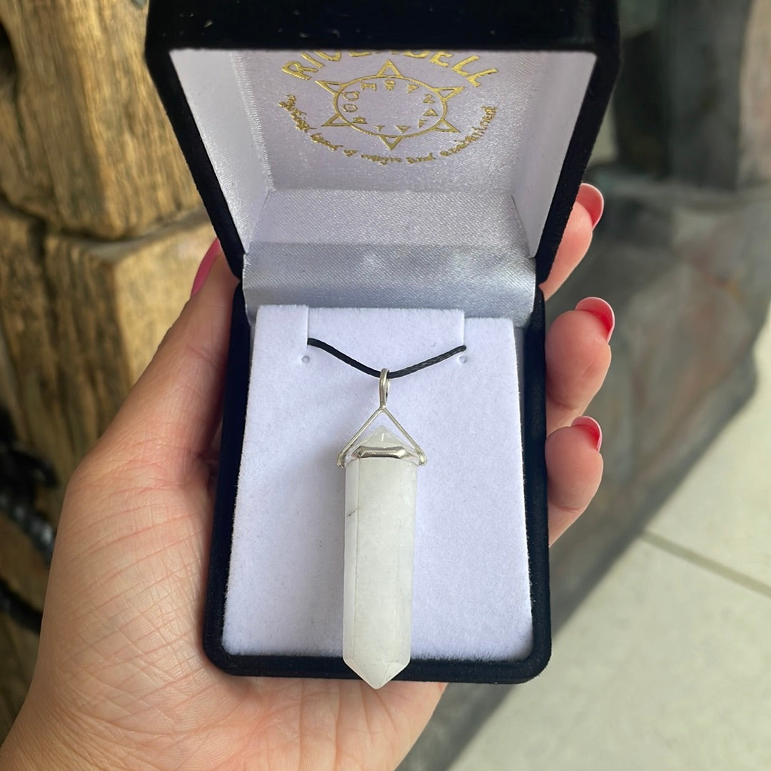 Snow quartz silver point pendant - Rivendell Shop