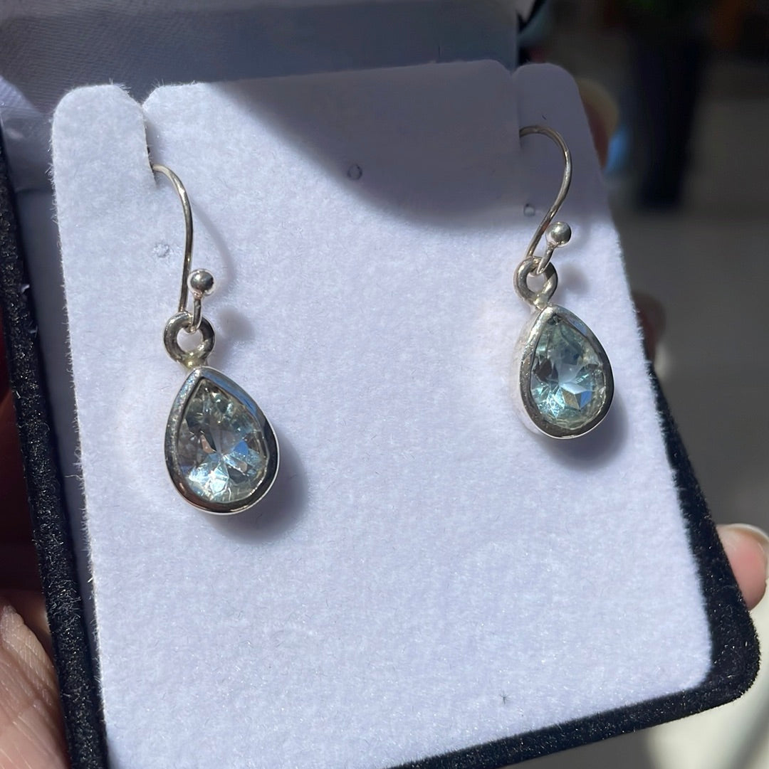Blue topaz sterling silver teardrop earrings - Rivendell Shop