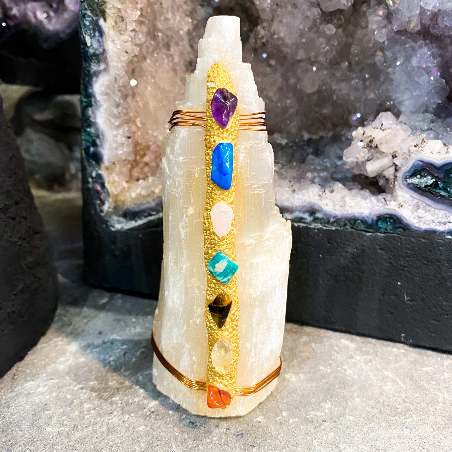 Chakra Selenite Tower - Rivendell Shop