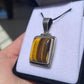 Tiger’s eye sterling silver square pendant - Rivendell Shop