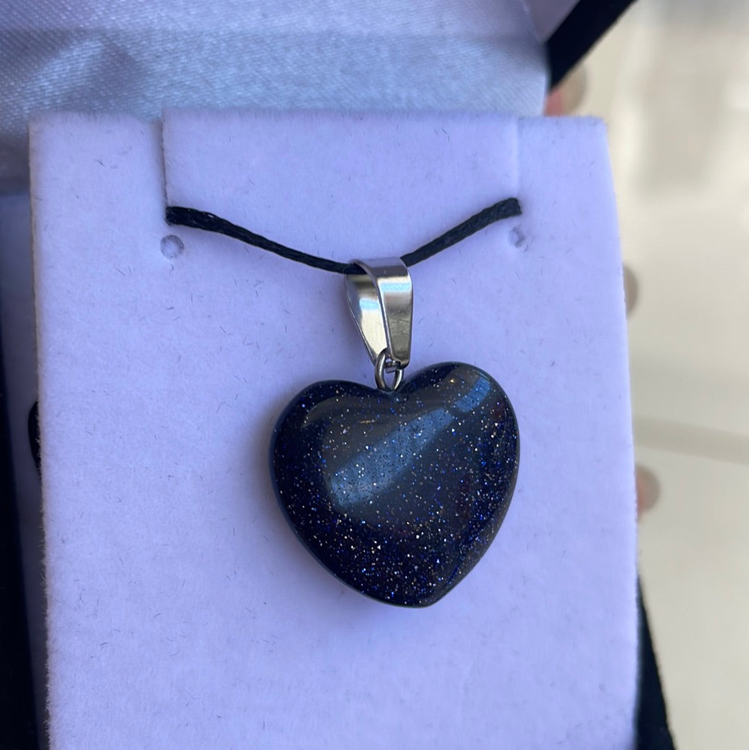 Blue Goldstone heart pendant - Rivendell Shop