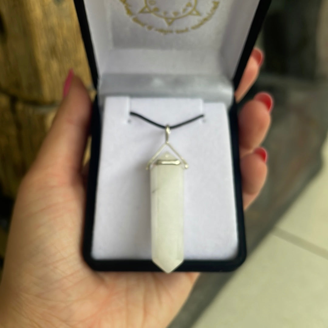 Snow quartz silver point pendant - Rivendell Shop