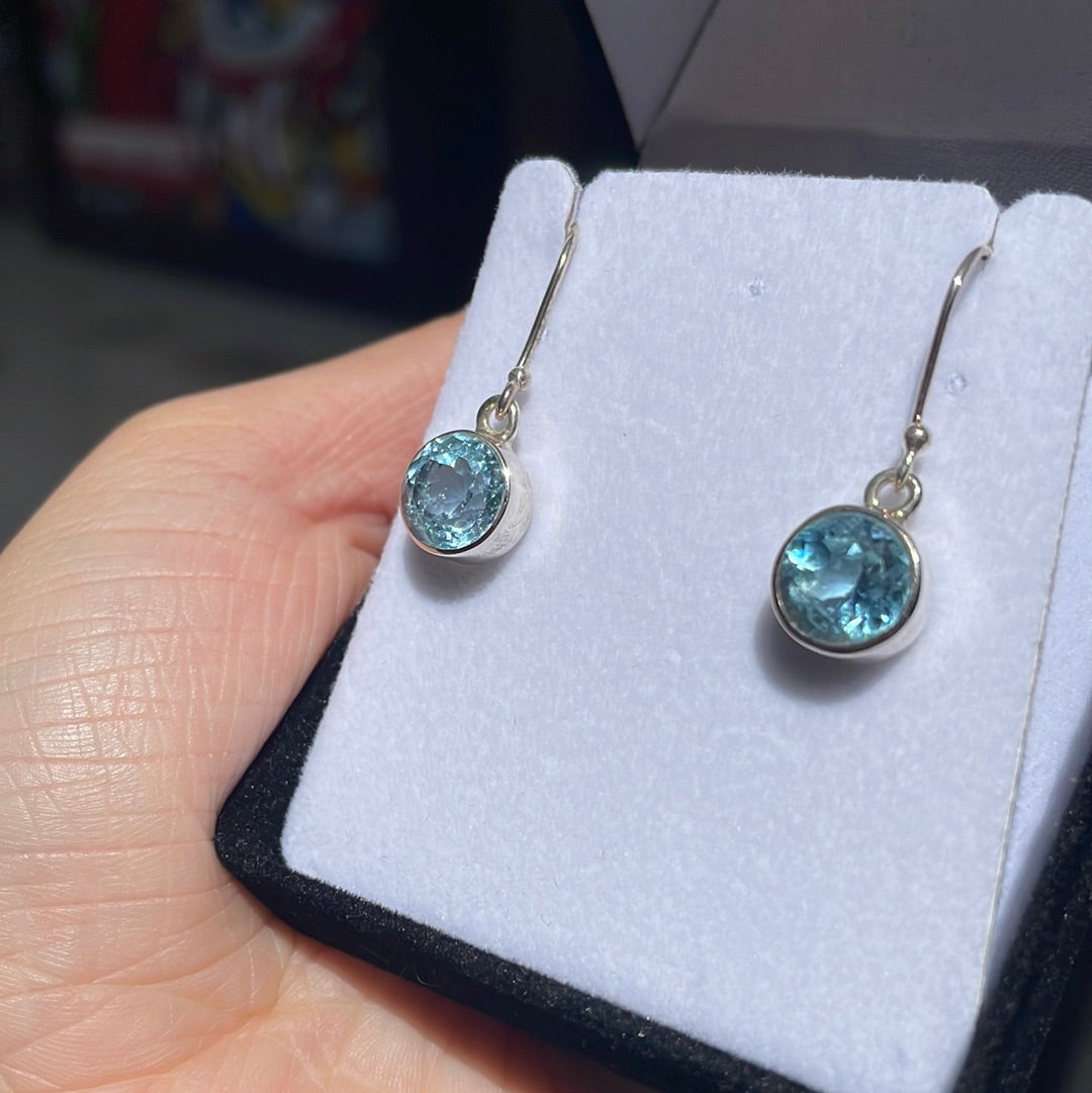 Blue topaz sterling silver earrings - Rivendell Shop